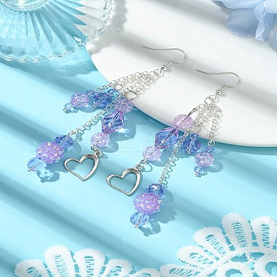 Brass Heart Dangle Earrings EJEW-FS00044-1