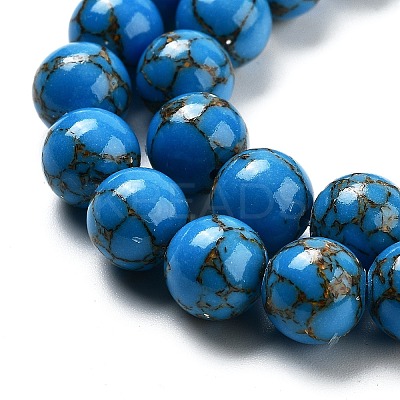 Synthetic Gold Line Turquoise Beads Strands G-H026-01D-02-1