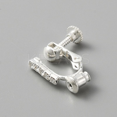 Brass with Crystal Rhinestone Clip-on Earring Findings FIND-WH0127-03S-1