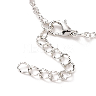 Glass Flat Round Pendant Necklace with Brass Chain NJEW-A003-01E-1