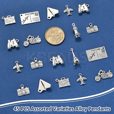 45Pcs 9 Styles Tibetan Style Alloy Pendants FIND-YW0007-19-1