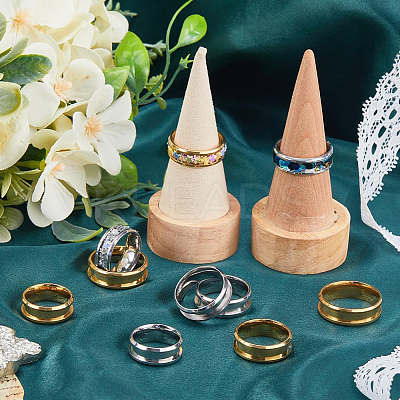 12Pcs 12 Styles 201 Stainless Steel Grooved Finger Ring Settings RJEW-SC0001-03-1