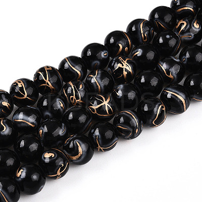Baking Paint Glass Beads Strands DGLA-N010-10mm-10-1