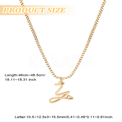 1pc Brass Chain & 304 Stainless Steel Letter Pendant Necklaces NJEW-LP0001-40Y-G-1