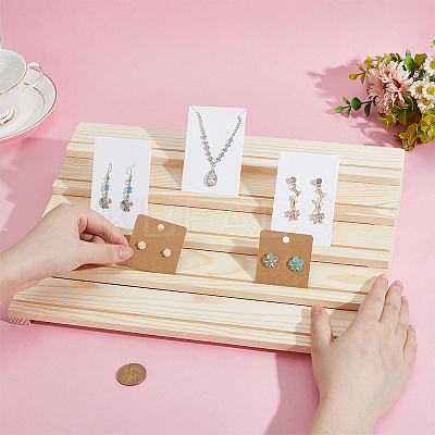 1Pc 5-Tier Wood Earring Display Card Organizer Riser Stands ODIS-PH0002-01-1