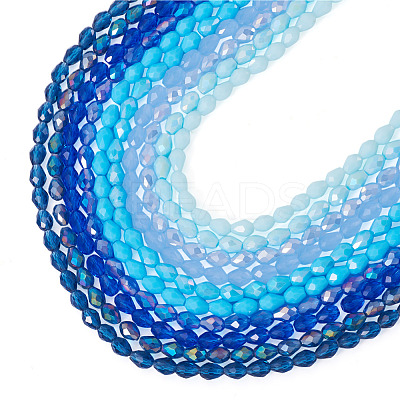 10Strands 10 Colors Transparent Glass Beads Strands EGLA-TA0013-24C-1