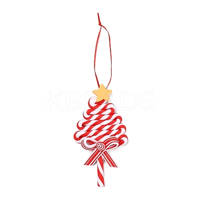 Christmas Tree Lollipop Handmade Polymer Clay Pendant Decorations HJEW-P017-02C-1