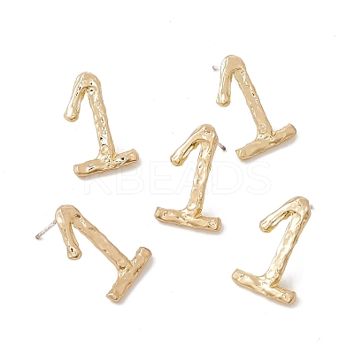 Brass Number Stud Earrings with 925 Sterling Silver Pins for Women EJEW-A077-01A-1