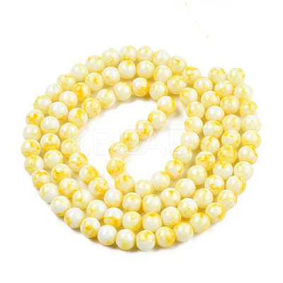 Spray Painted Glass Bead Strands X-GLAA-R139-8mm-17-1
