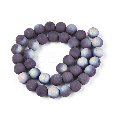 Frosted Opaque Glass Beads Strands GLAA-T032-P10mm-MBB15-1