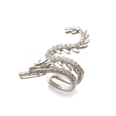Brass Clear Cubic Zirconia Cuff Earrings EJEW-Q025-01B-P-1