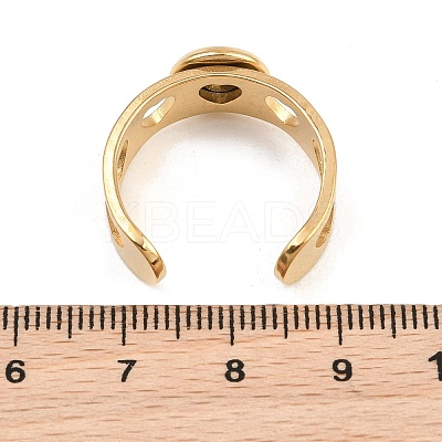 Hollow Heart 304 Stainless Steel Cuff Ring Components SA-CBA82C8-02A-G-1
