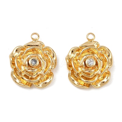 Brass Pave Cubic Zirconia Pendants KK-F906-05G-1