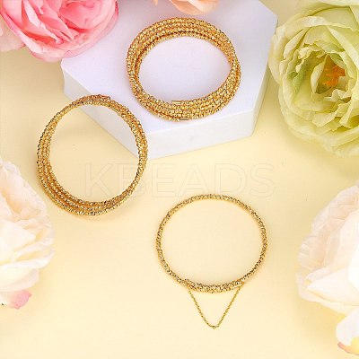 Brass Twisted Flower Beaded Cuff Bangle JB762A-1