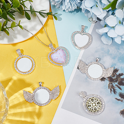DIY Sublimation Blank Alloy Pendant Necklace Making Kit DIY-PH0022-70-1