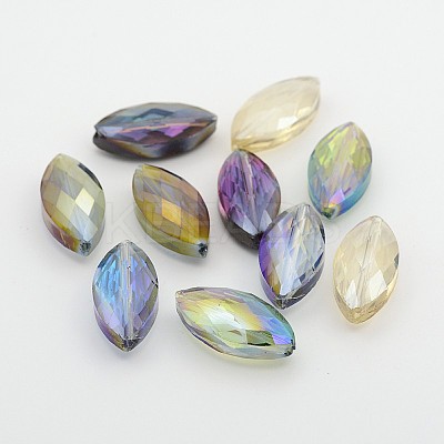 Faceted Electroplate Crystal Glass Horse Eye Beads X-EGLA-F071-M-1