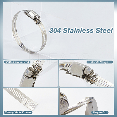 304 Stainless Steel Adjustable Worm Gear Hose Clamps DIY-WH0656-09-1