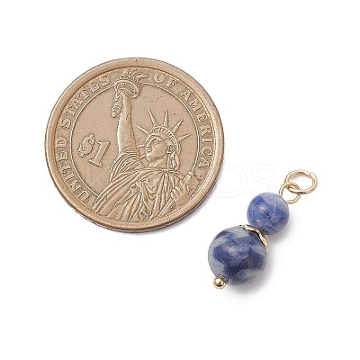 3Pcs 3 Styles Dyed Natural Quartz & Blue Spot Jasper & Lapis Lazuli Round Beaded Pendants PALLOY-JF04701-01-1
