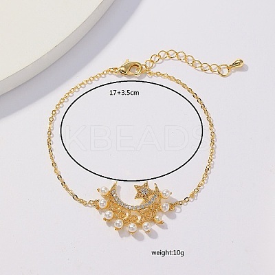 Brass Micro Pave Cubic Zirconia Link Bracelets for Women TF5146-1-1