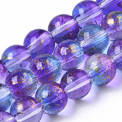 Transparent Spray Painted Glass Bead Strands GLAA-N035-03B-B03-1