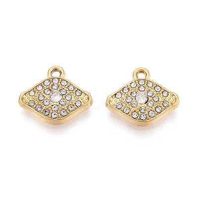 304 Stainless Steel Rhinestone Charms STAS-N110-39G-1