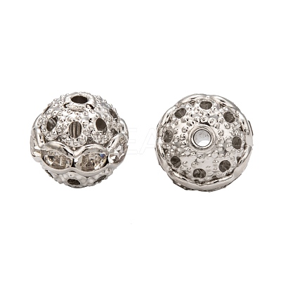 Brass Rhinestone Beads X-RB-H041-14-1