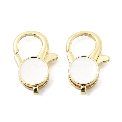 Flat Round Brass Enamel Lobster Claw Clasps KK-Z147-02G-B-1