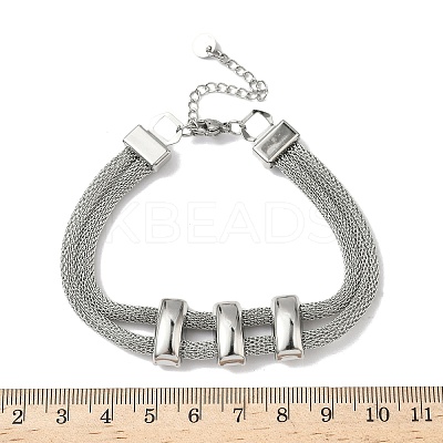 304 Stainless Steel Mesh Chains Bracelets for Women BJEW-D344-02P-1