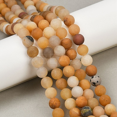 Frosted Round Natural Yellow Aventurine Bead Strands G-J338-06-8mm-1