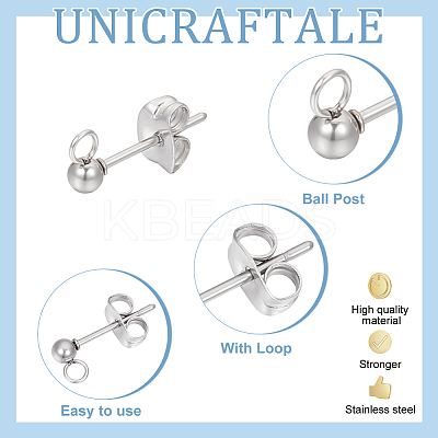 304 Stainless Steel Stud Earring Findings STAS-UN0015-57A-1
