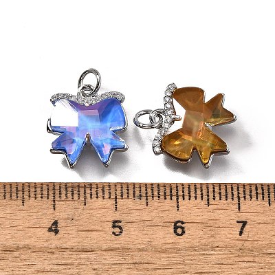 Brass Micro Pave Cubic Zirconia Charms KK-Q043-02P-1