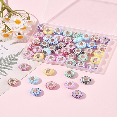 50Pcs 10 Colors Opaque Resin European Beads RESI-FS0002-19-1