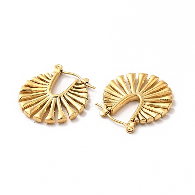 Ion Plating(IP) 304 Stainless Steel Hollow Out Flat Round Hoop Earrings for Women EJEW-K243-10G-1