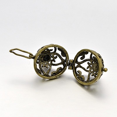 Brass Hollow Round Cage Pendants KK-J189-05AB-NF-1