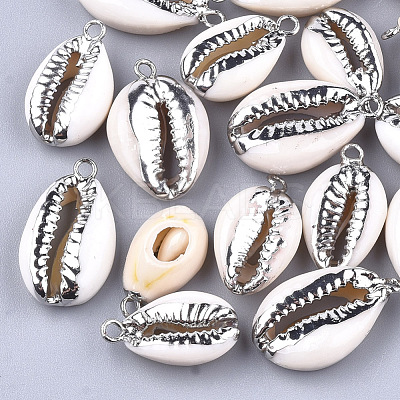 Electroplate Cowrie Shell Pendants SHEL-S266-04B-1