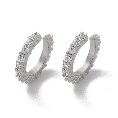 Brass Micro Pave Clear Cubic Zirconia Cuff Earrings EJEW-I249-14P-1