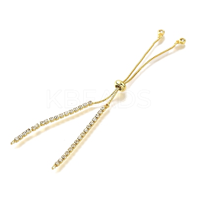 Adjustable Brass Clear Cubic Zirconia Slider Bracelet Making KK-L230-15G-02-1