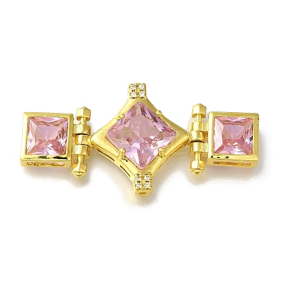 Rack Plating Brass Micro Pave Cubic Zirconia Clasp KK-H485-37G-1