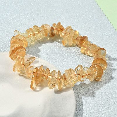 Heated Natural Citrine Beaded Stretch Bracelets GG-CBADCD7-02-1