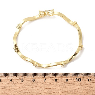 Brass Micro Pave Clear Cubic Zirconia Cuff Bangles for Women BJEW-H639-02G-1