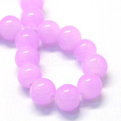 Baking Paint Imitation Jade Glass Round Bead Strands X-DGLA-Q021-6mm-23-1