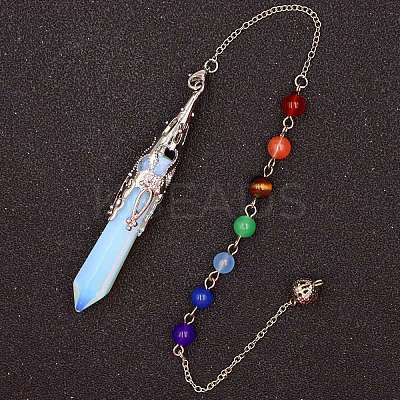 Opalite & Mixed Gemstone Bullet Pointed Dowsing Pendulums LS-CHAK-PW0001-051B-1