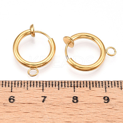 PVD Vacuum Plating 316 Surgical Stainless Steel Clip-on Hoop Earrings X-STAS-S101-13mm-01G-1