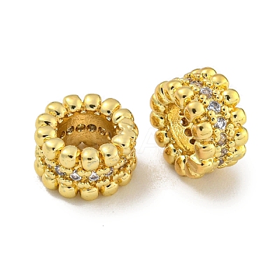 Rack Plating Brass Micro Pave Clear Cubic Zirconia European Beads KK-L215-011G-1