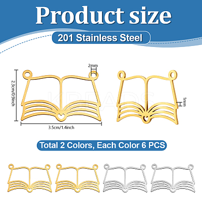 12Pcs 2 Colors 201 Stainless Steel Pendants STAS-PH0007-23-1