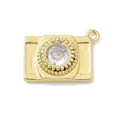 Brass Pave Clear Cubic Zirconia Charms KK-G548-08G-1