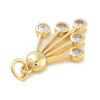Rack Plating Brass Micro Pave Cubic Zirconia Pendants KK-Z071-74G-01-1