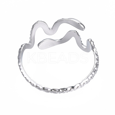 Non-Tarnish 304 Stainless Steel Snake Wrap Open Cuff Ring RJEW-T023-82P-1