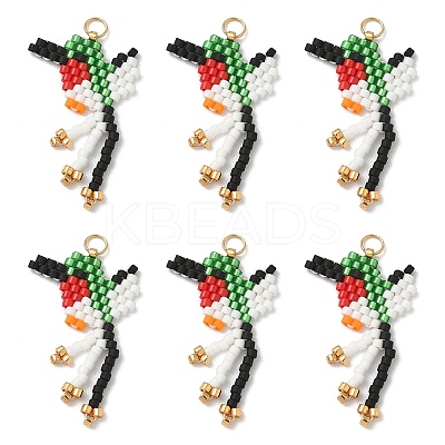 Glass Seed Beaded Bird Pendants PALLOY-MZ00920-04-1