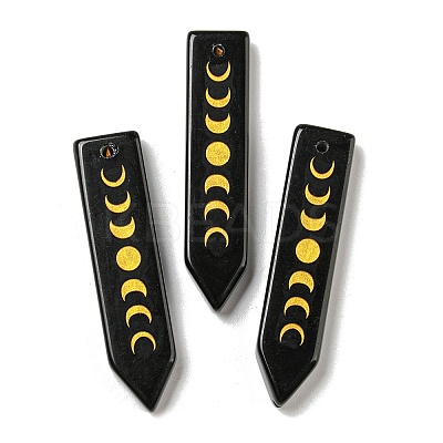 Natural Obsidian Moon Phase Pendants G-C145-01C-1
